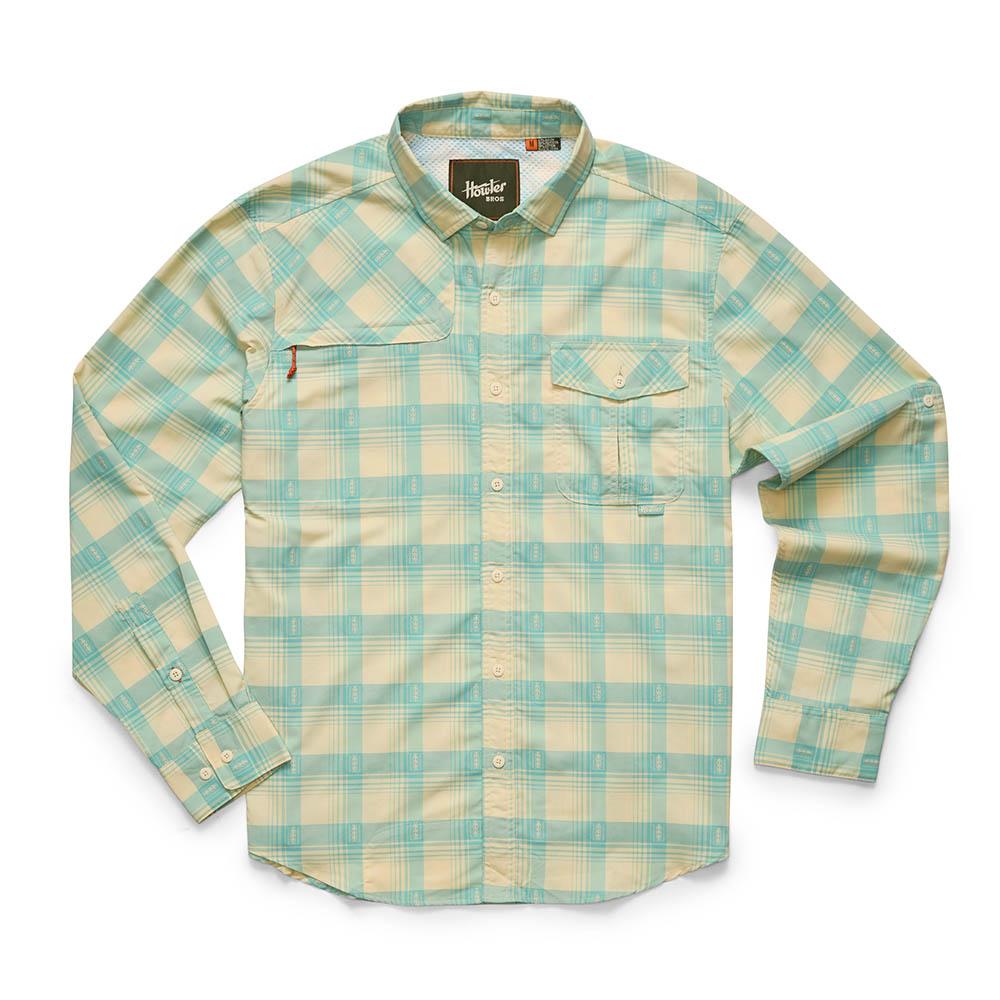 Howler Brothers Matagorda Long Sleeve Shirt Men's in Sheldon Dobby Plaid Parchment